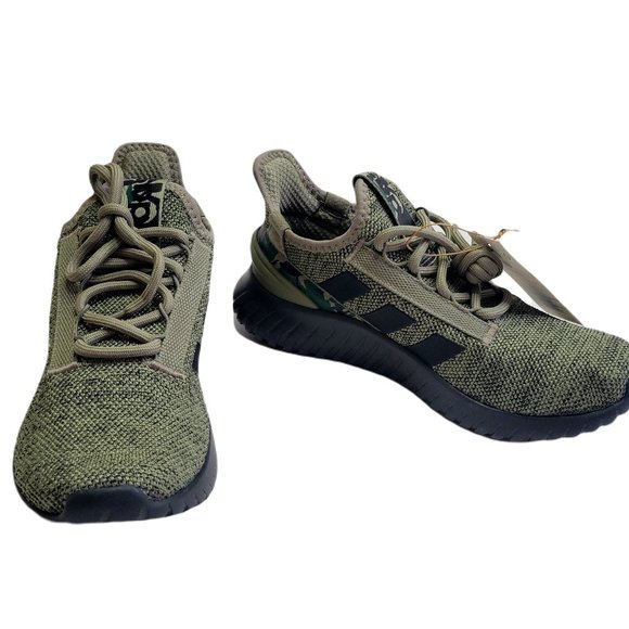 Adidas Kaptir 2.0 Green Running Shoe w Black 3 Stripe & Camo Accents Men's Sizes - Picture 1 of 9